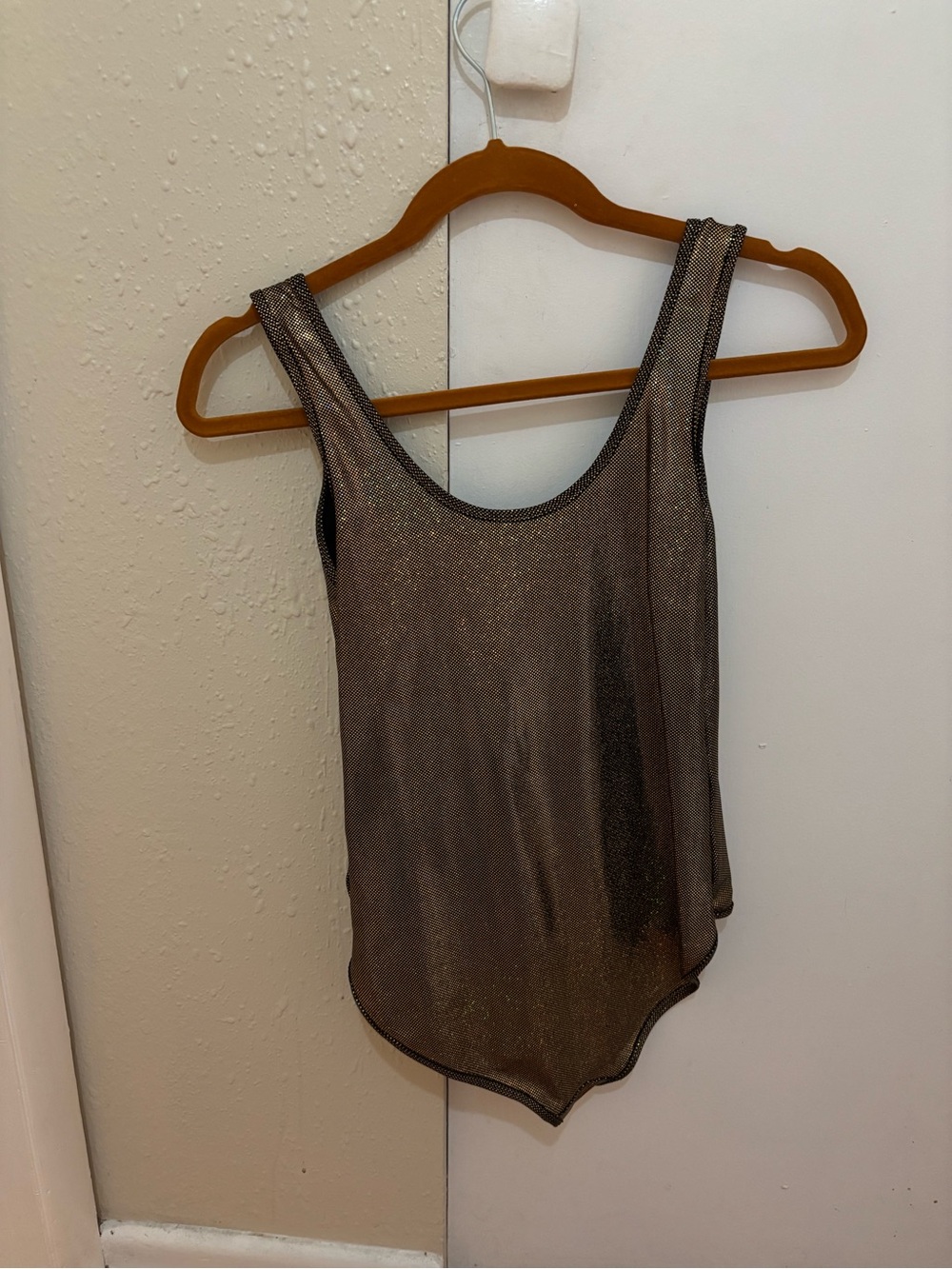 American Apparel Metallic Gold Sheen Tank Bodysuit
